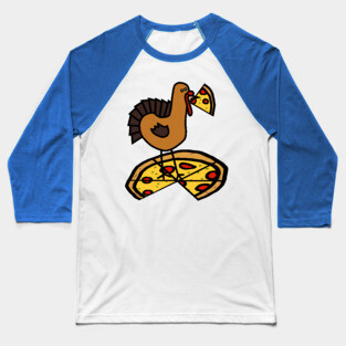 Funny Thanksgiving Turkey with Pizza Baseball T-Shirt
