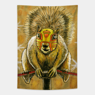 Luchador Squirrel Tapestry