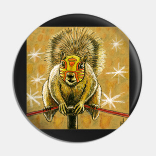 Luchador Squirrel Pin