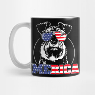 Proud Miniature Schnauzer American Flag Merica dog Mug