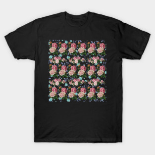 Blooming Roses in The Midnight T-Shirt