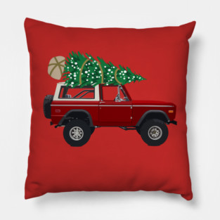 Red Bronco Christmas Pillow