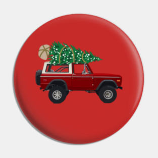 Red Bronco Christmas Pin
