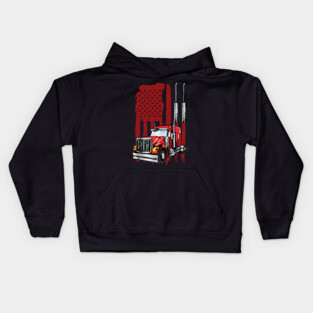 American Flag Semi Truck Driver Gifts Truck Lovers Trucker Kids Hoodie
