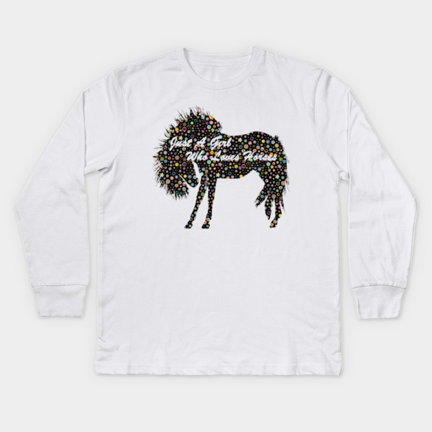 Just A Girl Who Loves horses Kids Long Sleeve T-Shirt by Pixel Threads 