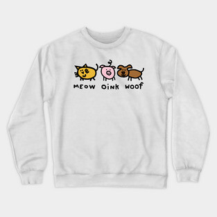 Cute Animals Noisy Cat Pig Dog Crewneck Sweatshirt
