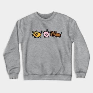 Cute Animals Cat Pig Dog for Kids Crewneck Sweatshirt