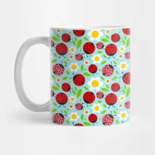Flowers and Red Ladybugs Mug