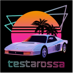 Retrowave Testarossa Posters and Art