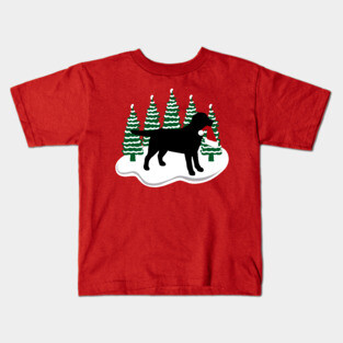 Black Labrador Snow and Christmas Kids T-Shirt