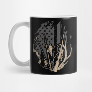 American Flag Fishing And Hunting Gifts Patriotic USA Hunter Mug