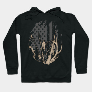 American Flag Fishing And Hunting Gifts Patriotic USA Hunter Hoodie