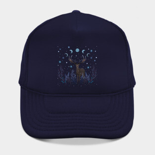 Deer in Winter Night Forest Hat