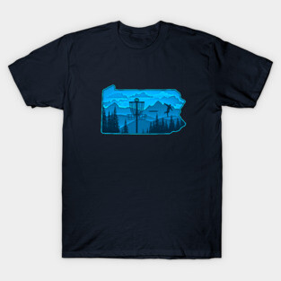 Disc Golf Pennsylvania Blues Mountain Landscape Edit T-Shirt