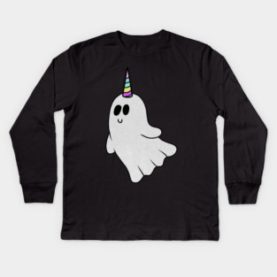 Unicorn Ghost, Cute Halloween Costume Gift Kids Long Sleeve T-Shirt