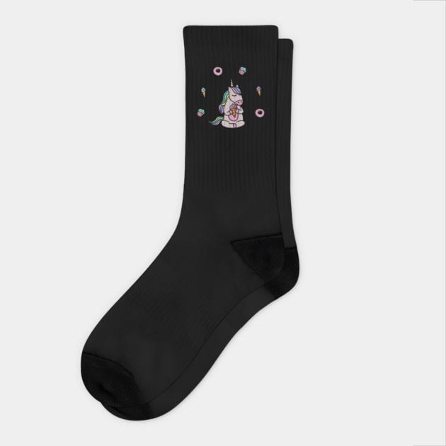 Cute Unicorn Yoga Meditating, Dessert Lover Socks by logiamerch