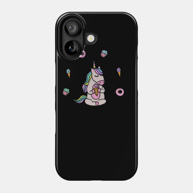 Cute Unicorn Yoga Meditating, Dessert Lover Phone Case by logiamerch