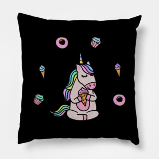 Cute Unicorn Yoga Meditating, Dessert Lover Pillow