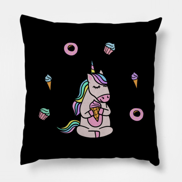 Cute Unicorn Yoga Meditating, Dessert Lover Pillow by logiamerch