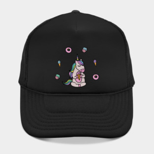 Cute Unicorn Yoga Meditating, Dessert Lover Hat