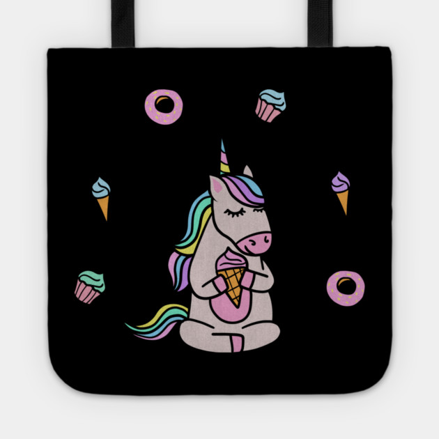 Cute Unicorn Yoga Meditating, Dessert Lover Tote by logiamerch