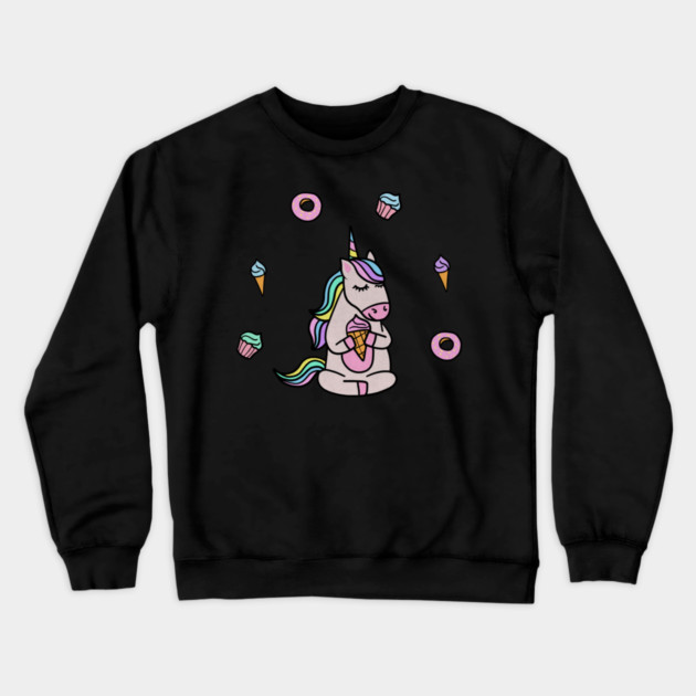 Cute Unicorn Yoga Meditating, Dessert Lover Crewneck Sweatshirt by logiamerch