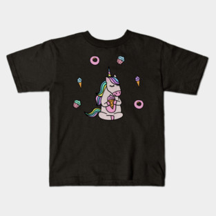 Cute Unicorn Yoga Meditating, Dessert Lover Kids T-Shirt