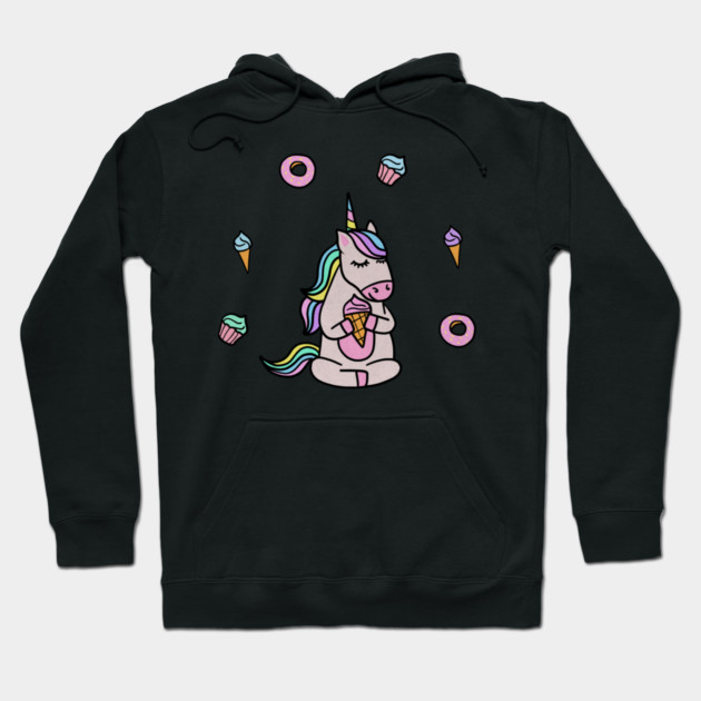 Cute Unicorn Yoga Meditating, Dessert Lover Hoodie by logiamerch
