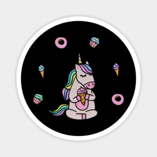 Cute Unicorn Yoga Meditating, Dessert Lover Magnet
