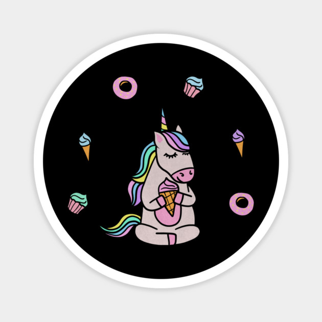 Cute Unicorn Yoga Meditating, Dessert Lover Magnet by logiamerch