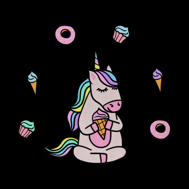 Cute Unicorn Yoga Meditating, Dessert Lover by logiamerch