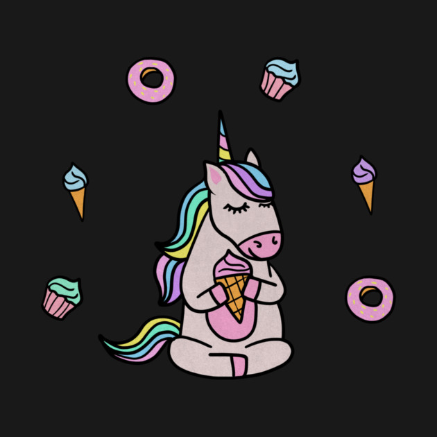 Cute Unicorn Yoga Meditating, Dessert Lover by logiamerch