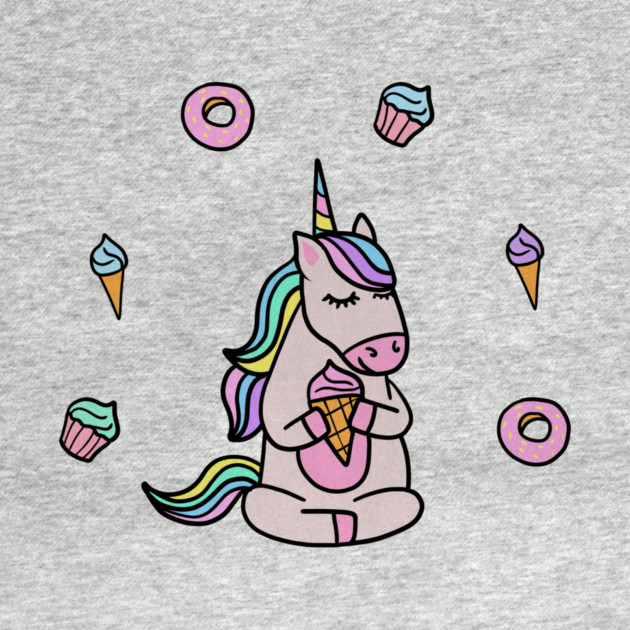 Cute Unicorn Yoga Meditating, Dessert Lover by logiamerch