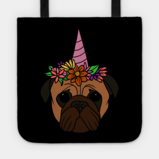 Pug unicorn, Pug for Women and Girls Floral Gift Tote