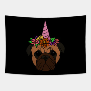 Pug unicorn, Pug for Women and Girls Floral Gift Tapestry