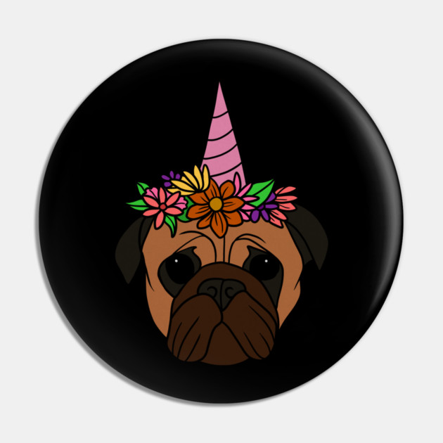 Pug unicorn, Pug for Women and Girls Floral Gift Pin by logiamerch