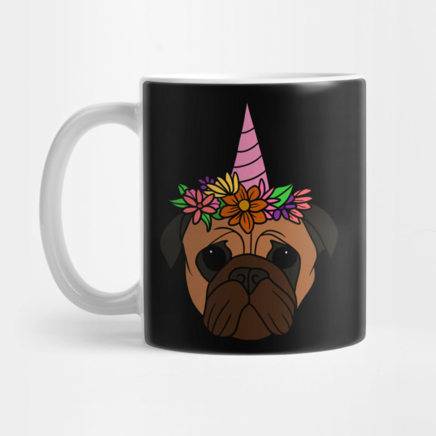 Pug unicorn, Pug for Women and Girls Floral Gift by logiamerch