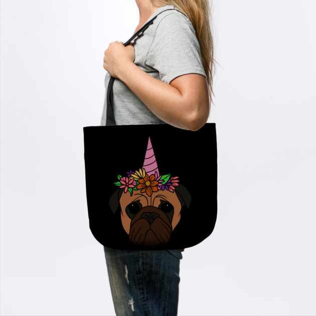 Pug unicorn, Pug for Women and Girls Floral Gift by logiamerch