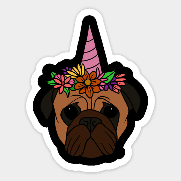 Pug unicorn, Pug for Women and Girls Floral Gift Magnet by logiamerch