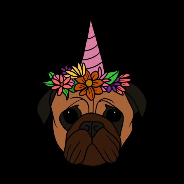 Pug unicorn, Pug for Women and Girls Floral Gift by logiamerch