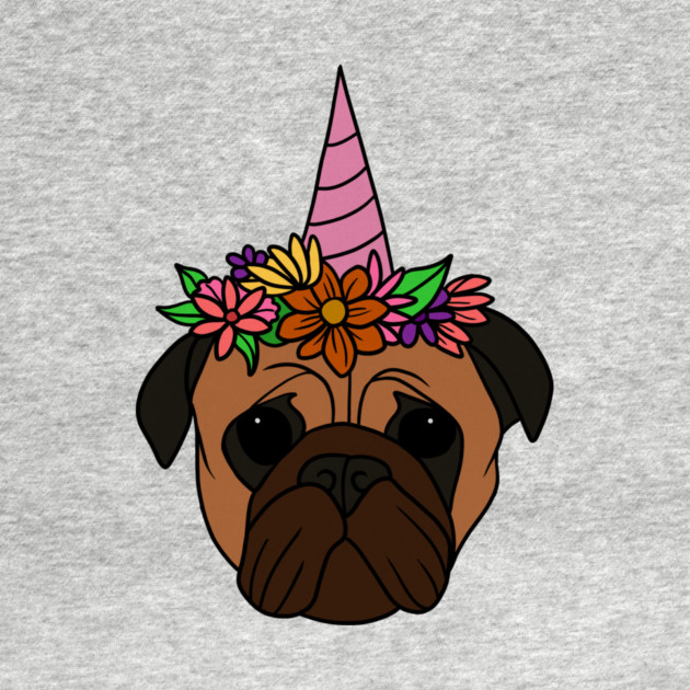 Pug unicorn, Pug for Women and Girls Floral Gift by logiamerch