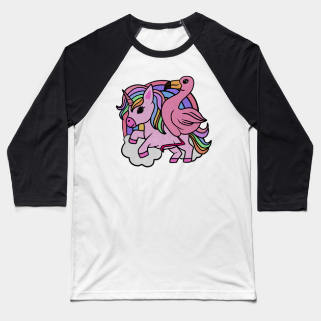Flamingo Unicorn, Rainbow horse Baseball T-Shirt by logiamerch