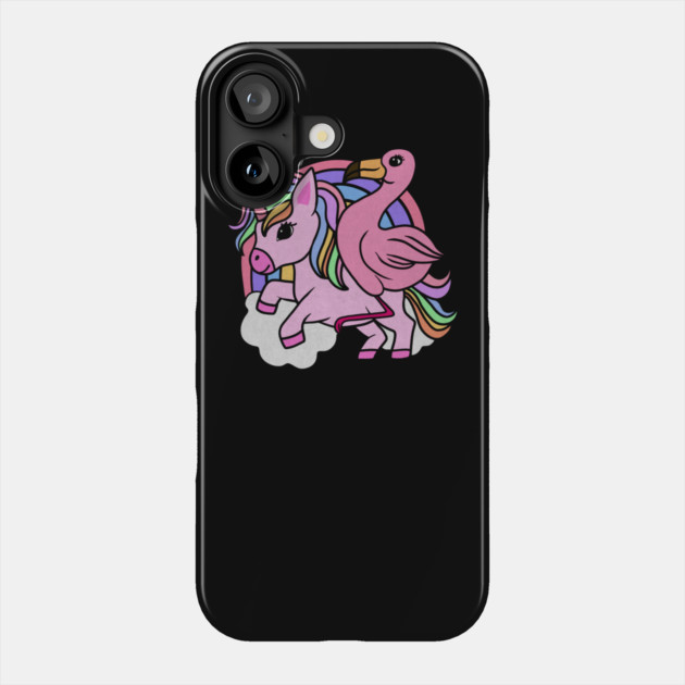 Flamingo Unicorn, Rainbow horse Phone Case by logiamerch