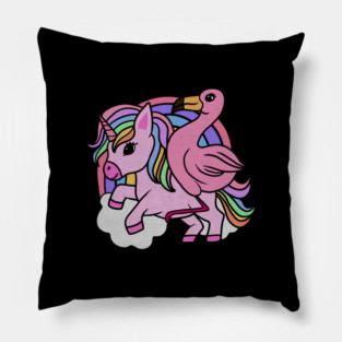 Flamingo Unicorn, Rainbow horse Pillow