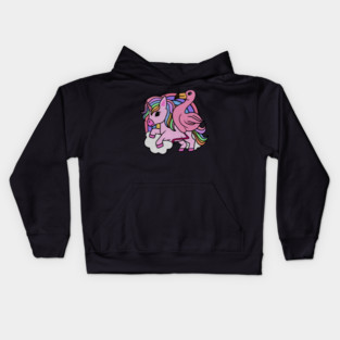 Flamingo Unicorn, Rainbow horse Kids Hoodie