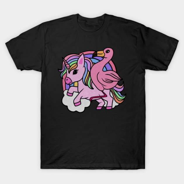 Flamingo Unicorn, Rainbow horse T-Shirt by logiamerch