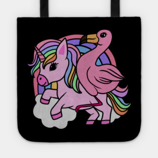 Flamingo Unicorn, Rainbow horse Tote