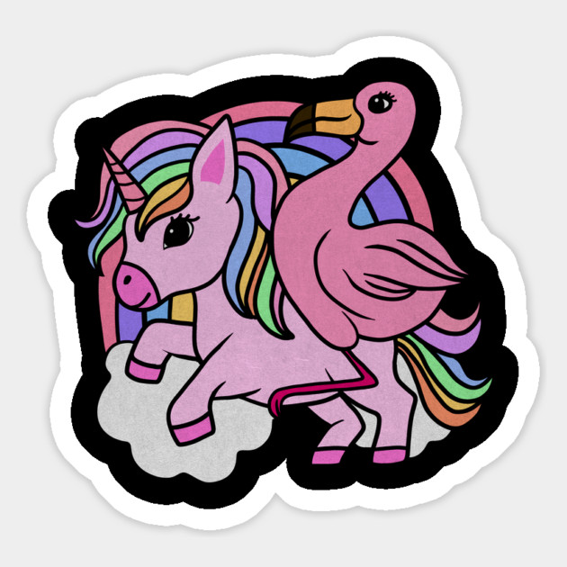 Flamingo Unicorn, Rainbow horse Magnet by logiamerch