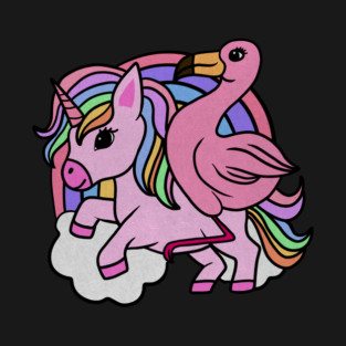Flamingo Unicorn, Rainbow horse T-Shirt