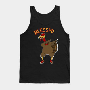 Thanksgiving, Dabbing Turkey Funny Blessed Tank Top